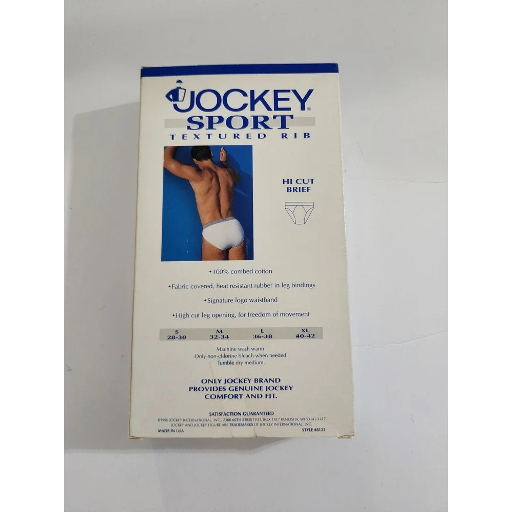 Jockey Sport Brief Gray Textured Rib Hi Cut Vintage 1996 Made in USA Small 28-30